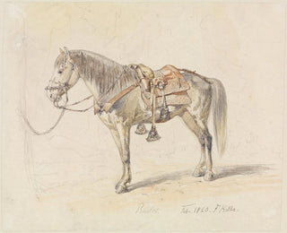 Ferdinand Keller - Studie eines gesattelten Pferdes.webp