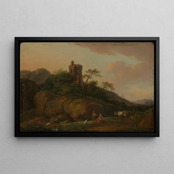 Ferdinand Kobell - Burgruine mit Hirten und Herde.webp