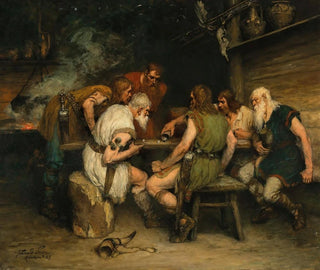 Et terningespil - Ferdinand Leeke — visning af kunstværket