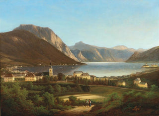 Ferdinand Lepie - View of Gmunden and Schloss Ort.webp
