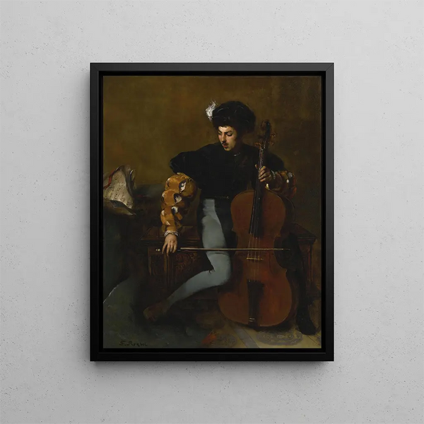 Le violoncelliste - Ferdinand Roybet — indrammet kunstværk på væggen