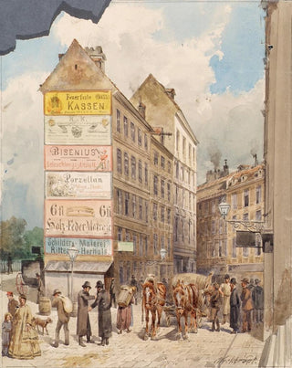 Ferdinand Weckbrodt - Die Kohlmessergasse und der Salzgries bei der Ruprechtsstiege.webp