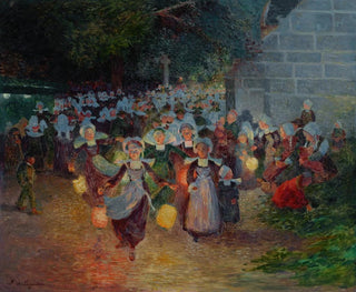 Bretoniske malerier med lanterner, Notre-Dame de Trémalo, Pont-Aven - Ferdinand du Puigaudeau — visning af kunstværket