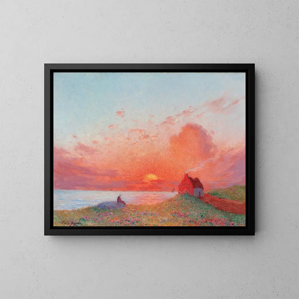 Solnedgang nær Croisic - Ferdinand du Puigaudeau — indrammet kunstværk på væggen