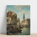 figurer og både på en kanal i Amsterdam med Zuiderkerk i baggrunden - Cornelis Christiaan Dommelshuizen