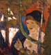 en bretonpige med en rød paraply - Emile Bernard — visning af kunstværket
