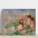Reproduktion af maleriet Pige liggende på græsset og pige, der arrangerer en buket - Pierre-Auguste Renoir