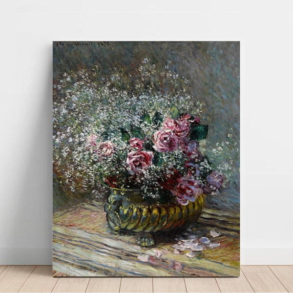 Reproduktion af maleriet Blomster i en Pot (Roser og Tåge) - Claude Monet