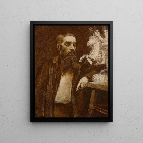 Portrait af billedhuggeren Armand Le Véel - Félix Bracquemond — indrammet kunstværk på væggen