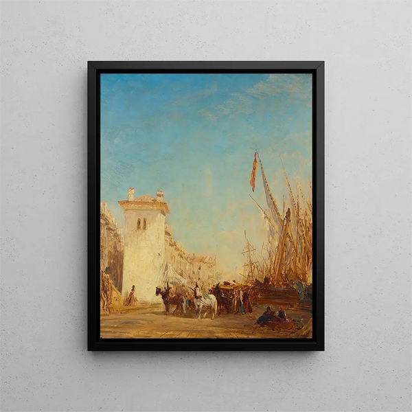 Le quai Saint - Jean à Marseille - Félix Ziem — indrammet kunstværk på væggen