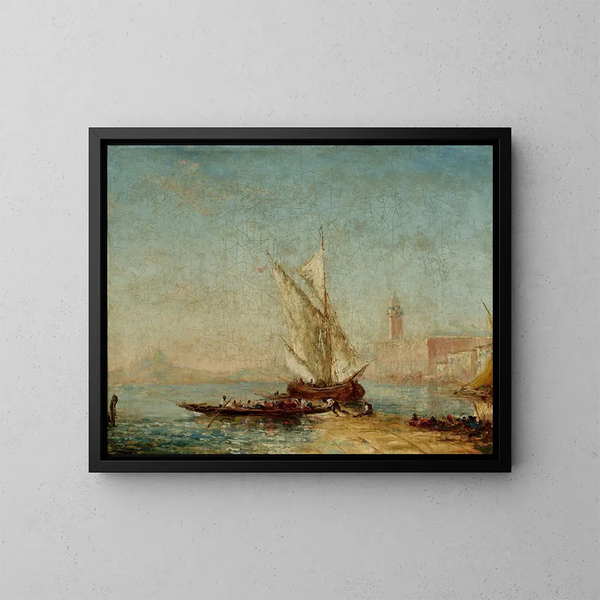 Vue de Venise med Dogepaladset - Félix Ziem — indrammet kunstværk på væggen