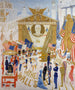 Wall Streets katedraler – Florine Stettheimer — New York-børsen med flag og personer