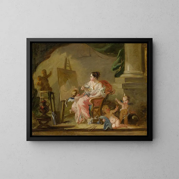 En allegori af maleri - François Boucher-skolen — indrammet kunstværk på væggen