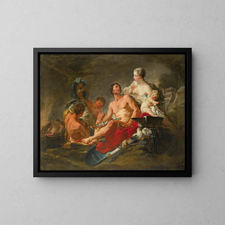 Vénus i Vulcans smedje - François Boucher-skolen — indrammet kunstværk på væggen