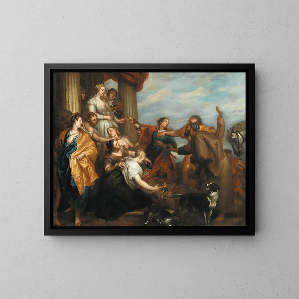 Achille blandt Lycomèdes piger - Antoine van Dyck Skole — indrammet kunstværk på væggen