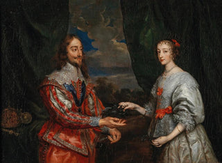 Portrait af kong Charles I og dronning Marie Henriette - Antoine van Dyck-skolen — visning af kunstværket