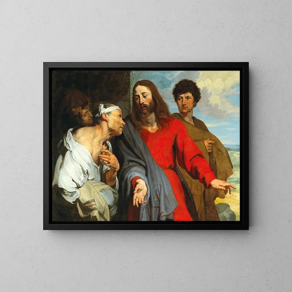 La guérison du paralytique - Ecole d'Antoine van Dyck — indrammet kunstværk på væggen