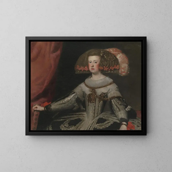 Marianne d'Autriche, dronning af Spanien - Diego Velázquez skole — indrammet kunstværk på væggen