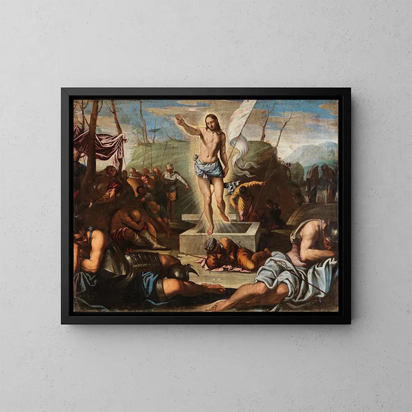 La Résurrection du Christ - Skole af Jacopo Tintoretto — indrammet kunstværk på væggen