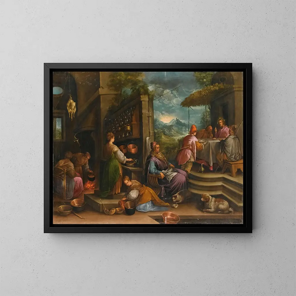 Le Souper à Emmaüs - Ecole de Jacopo da Ponte — indrammet kunstværk på væggen