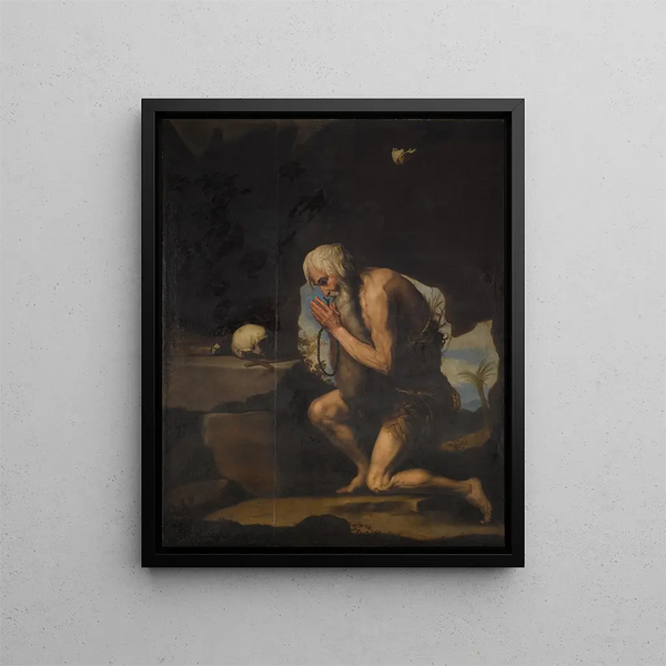 Saint Paul l'Ermite - Jusepe de Ribera-skolen — indrammet kunstværk på væggen