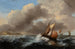 Bateaux de pêche au large dans une mer agitée - Ecole de Ludolf Backhuysen — visning af kunstværket