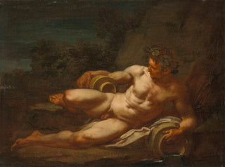 Follower of Nicolas Poussin - A river god reclining in a landscape.webp
