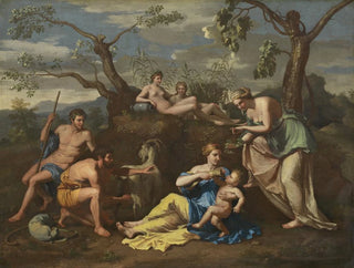 Nymfe, der ammer Jupiters barn - Nicolas Poussin-skolen — visning af kunstværket