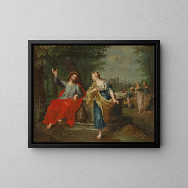 Le Christ et la femme samaritaine au puits - Ecole de Peter Paul Rubens — indrammet kunstværk på væggen