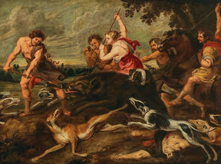 Follower of Peter Paul Rubens - Meleager and Atalante hunting the Calydonian boar.webp