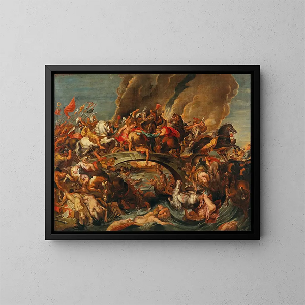 La Bataille des Amazones - Ecole de Peter Paul Rubens — indrammet kunstværk på væggen