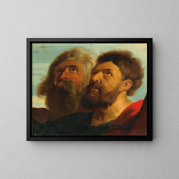 med to maskuline hoveder - Peter Paul Rubens skole — indrammet kunstværk på væggen