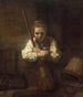 En pige med en kost - Rembrandt van Rijn Skole — visning af kunstværket