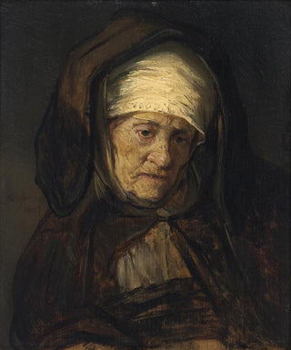Follower of Rembrandt van Rijn - Head of an Aged Woman.webp