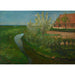 Reproduktion af maleriet Fossé d'irrigation courbé bordant une cour de ferme avec des arbres en fleurs - Piet Mondriaan