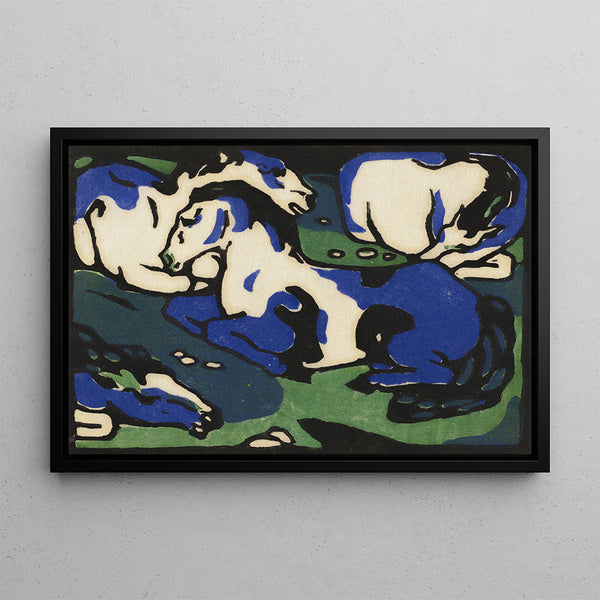 Maleri af Heste i Hvile - Franz Marc | Kunsttryk