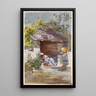 Frances Fanny Wilmot Currey - Woman Washing Clothes by a River.webp