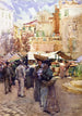 La place du marché à San Remo, Italien - Frances Hodgkins — visning af kunstværket