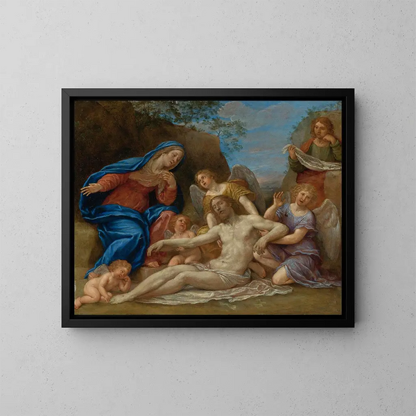 Lamentation med Jomfruen, Sankt Johannes og engle - Francesco Albani — indrammet kunstværk på væggen