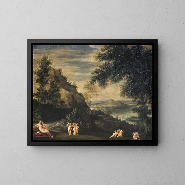 Landskab med Venus og Amor - Francesco Albani — indrammet kunstværk på væggen