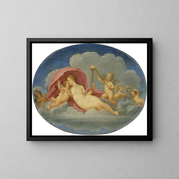 Vénus og Cupido - Francesco Albani — indrammet kunstværk på væggen