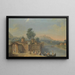Vue capricieuse d'une ville fortifiée avec des figures élégantes sur la rivière - Francesco Battaglioli — indrammet kunstværk på væggen