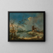 En skør af en rustik tårn ved bredden af en sø - Francesco Guardi — indrammet kunstværk på væggen