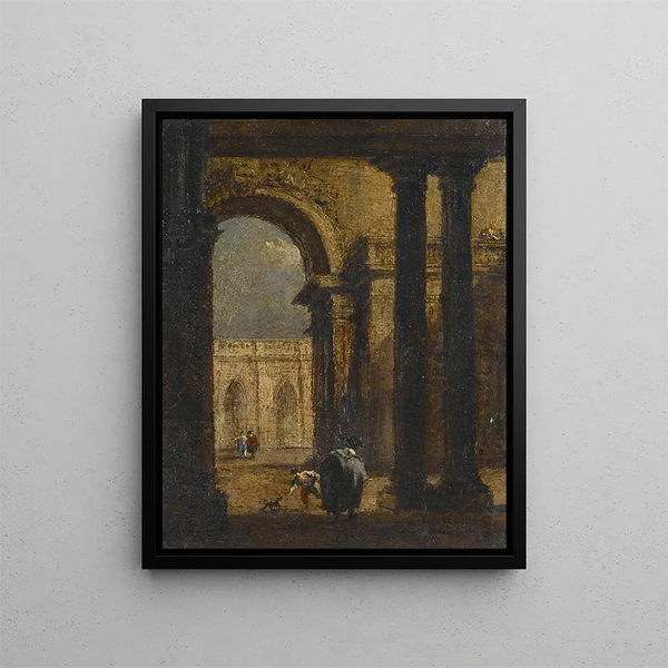 Cour du palais Capriccio - Francesco Guardi — indrammet kunstværk på væggen