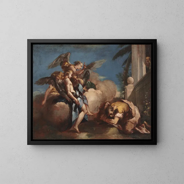 De engle, der viser sig for Abraham - Francesco Guardi — indrammet kunstværk på væggen