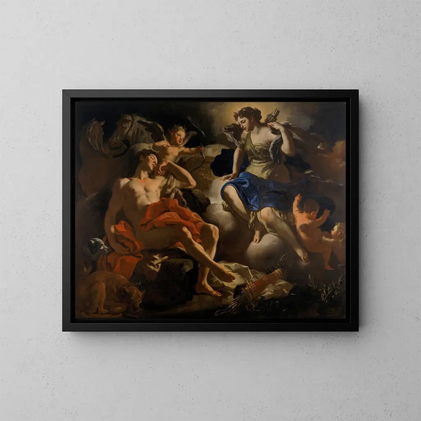 Diane og Endymion - Francesco Solimena — indrammet kunstværk på væggen
