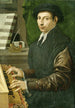 Portrait af en mand, der spiller på virginalen - Francesco Traballesi — visning af kunstværket