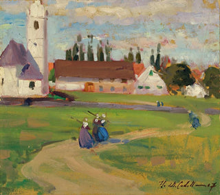 Figurer på en landsbyvej - Francis Campbell Boileau Cadell — visning af kunstværket