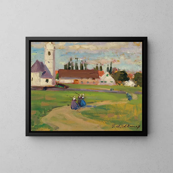 Figurer på en landsbyvej - Francis Campbell Boileau Cadell — indrammet kunstværk på væggen