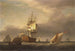 En marinescene med krigsskibe og små både - Francis Holman — visning af kunstværket